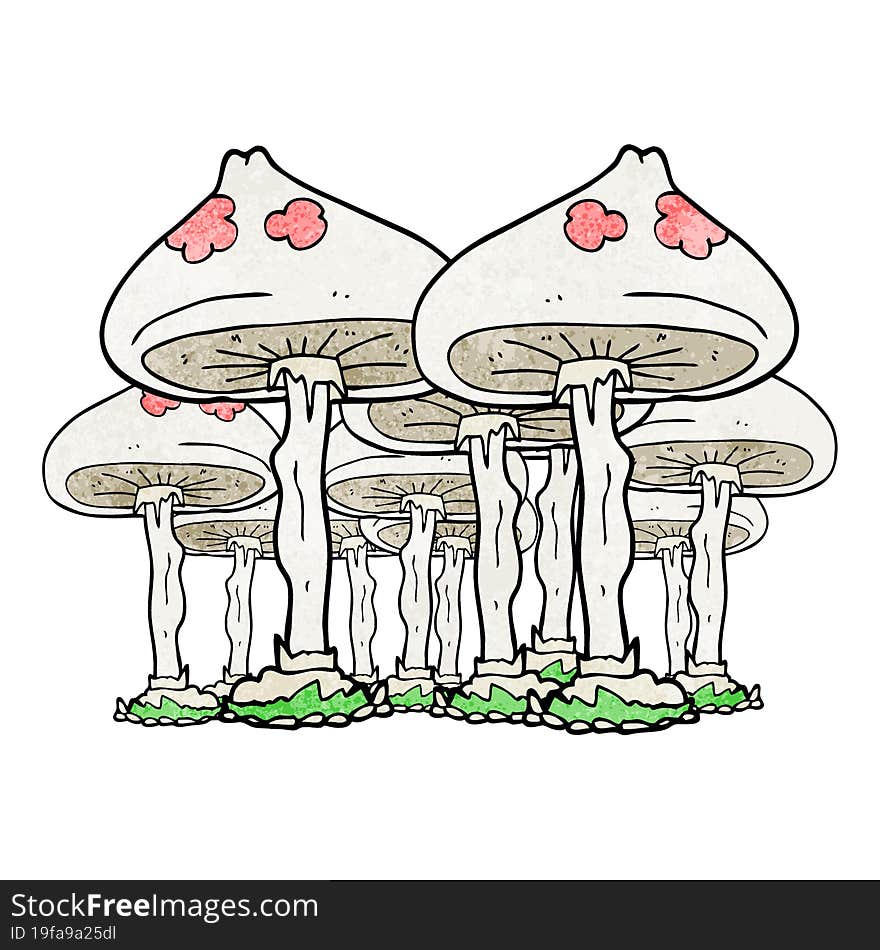 freehand textured cartoon mushrooms