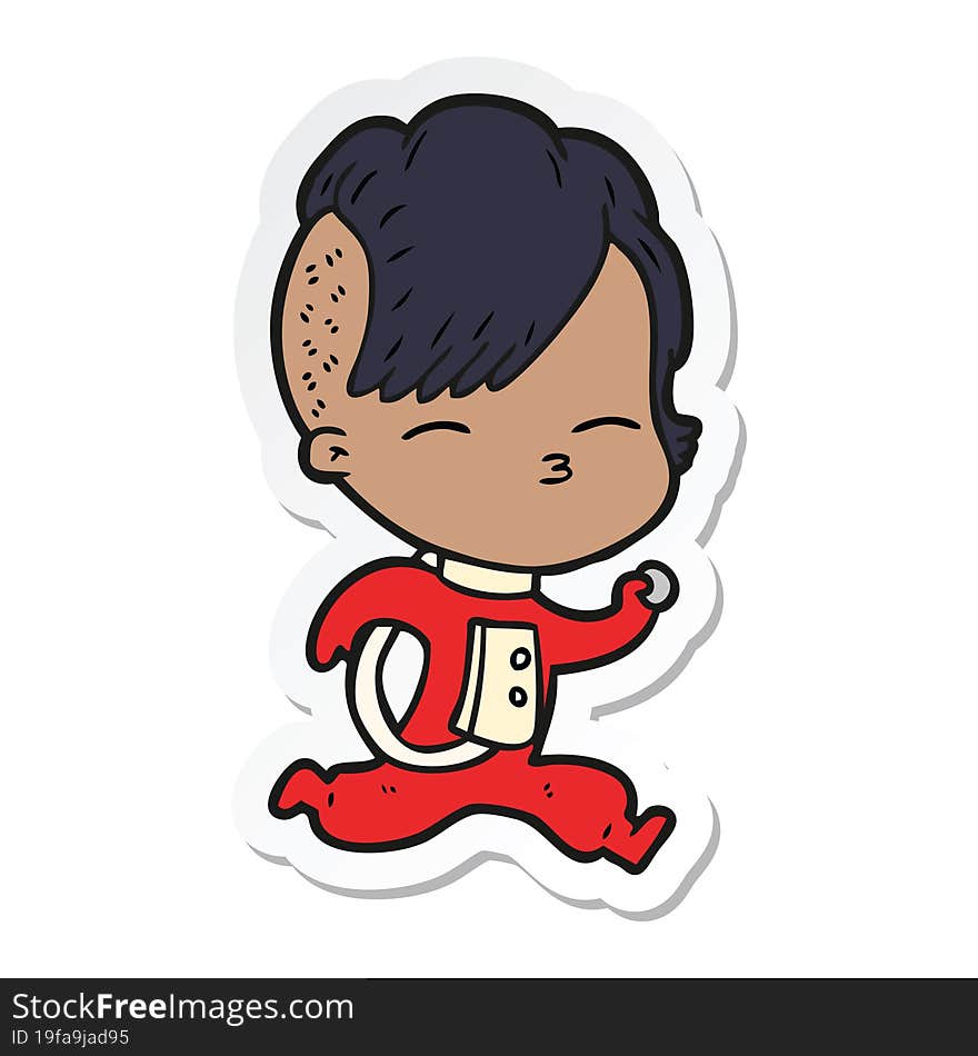 sticker of a cartoon girl in space suit