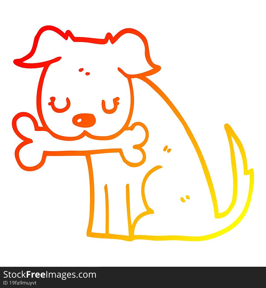 warm gradient line drawing cartoon dog