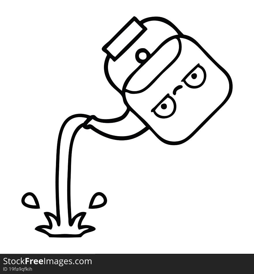 line drawing cartoon pouring kettle