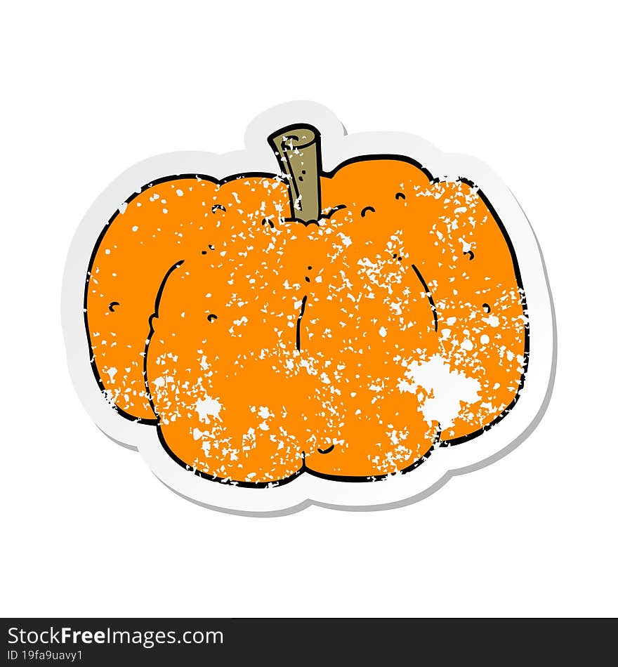 distressed sticker of a cartoon pumpkin