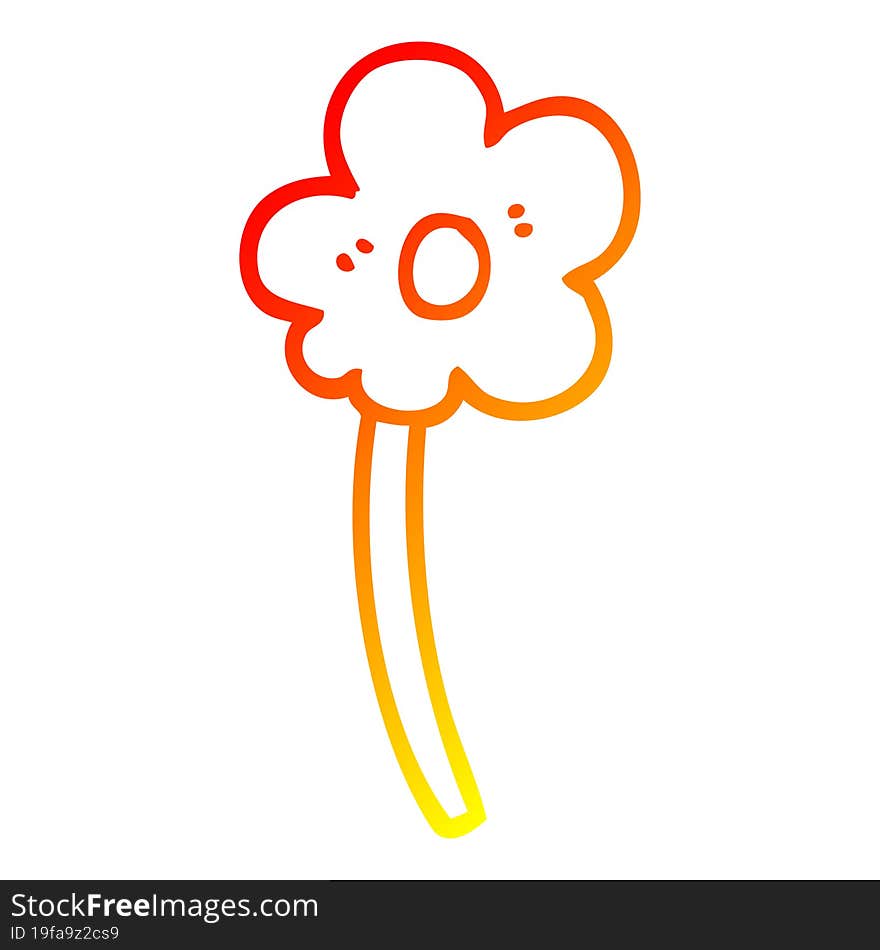 warm gradient line drawing of a cartoon flower