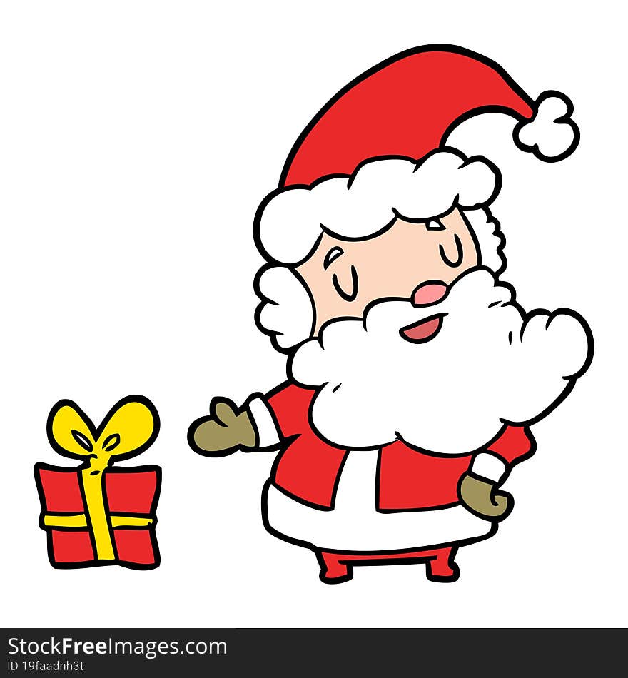 cartoon santa claus with present. cartoon santa claus with present