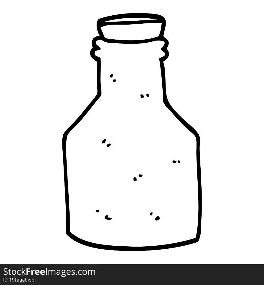 Line Drawing Cartoon Old Ceramic Bottle With Cork