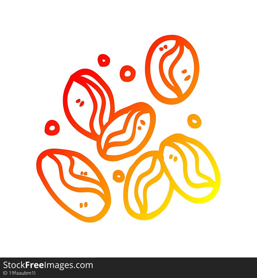 warm gradient line drawing cartoon coffee beans