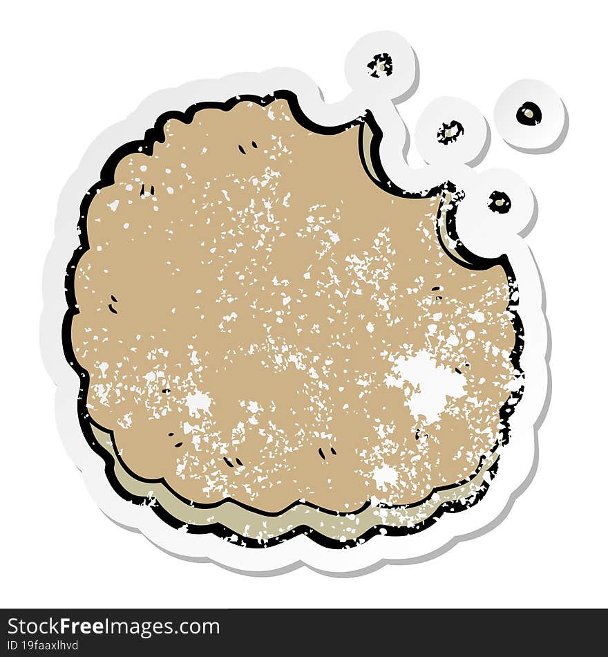 distressed sticker of a cartoon biscuit