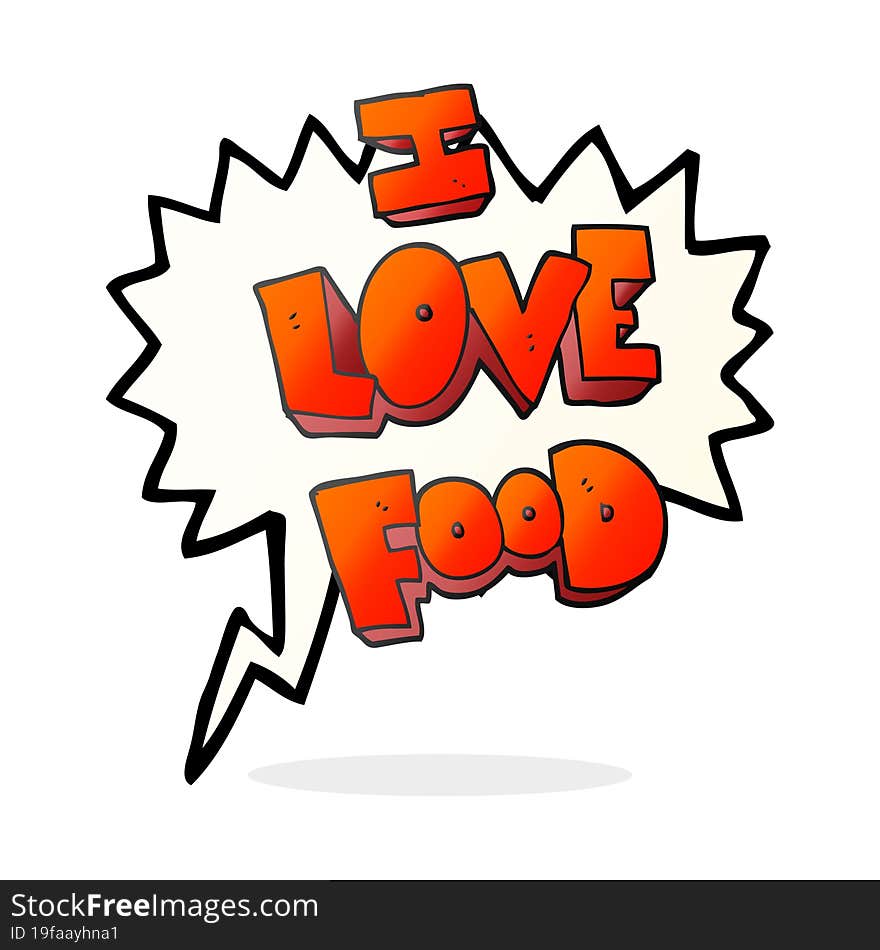 speech bubble cartoon I love food symbol