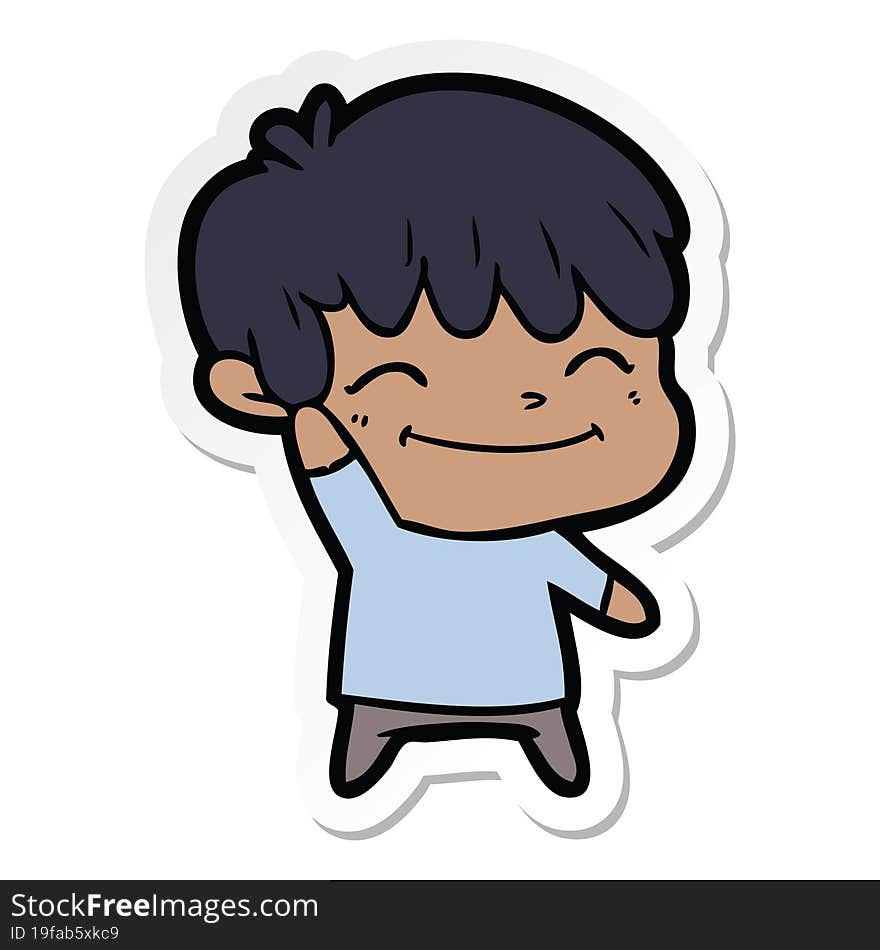 Sticker Of A Happy Cartoon Boy