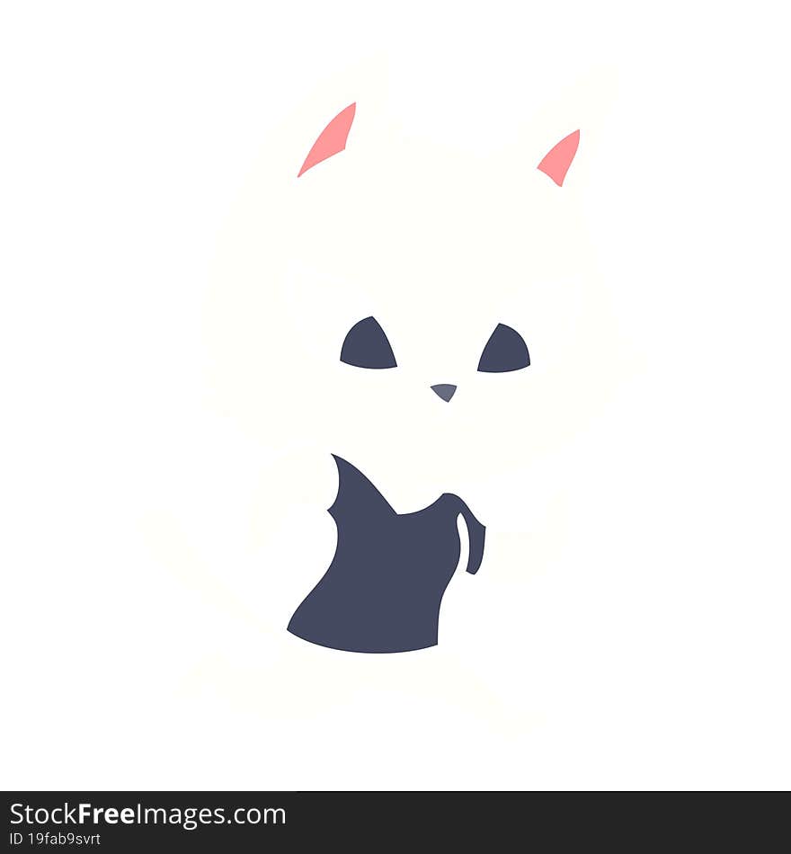 confused flat color style cartoon cat