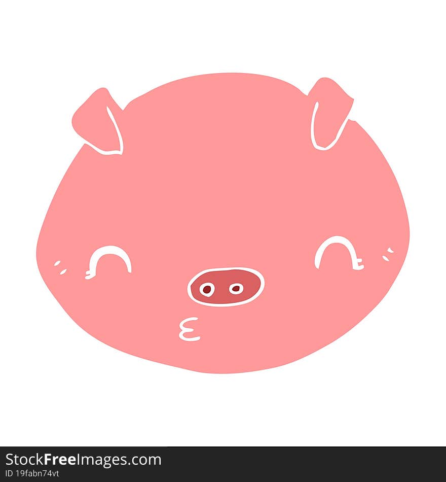 Flat Color Style Cartoon Pig