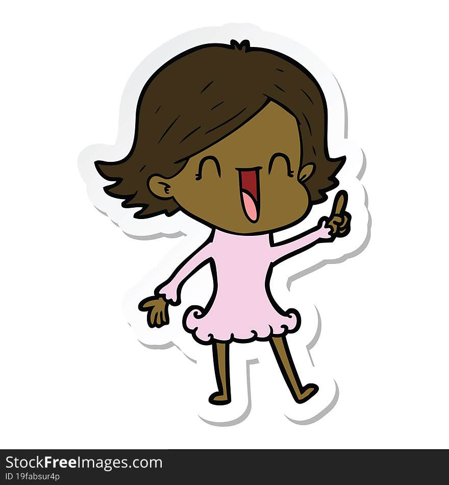 sticker of a cartoon happy woman