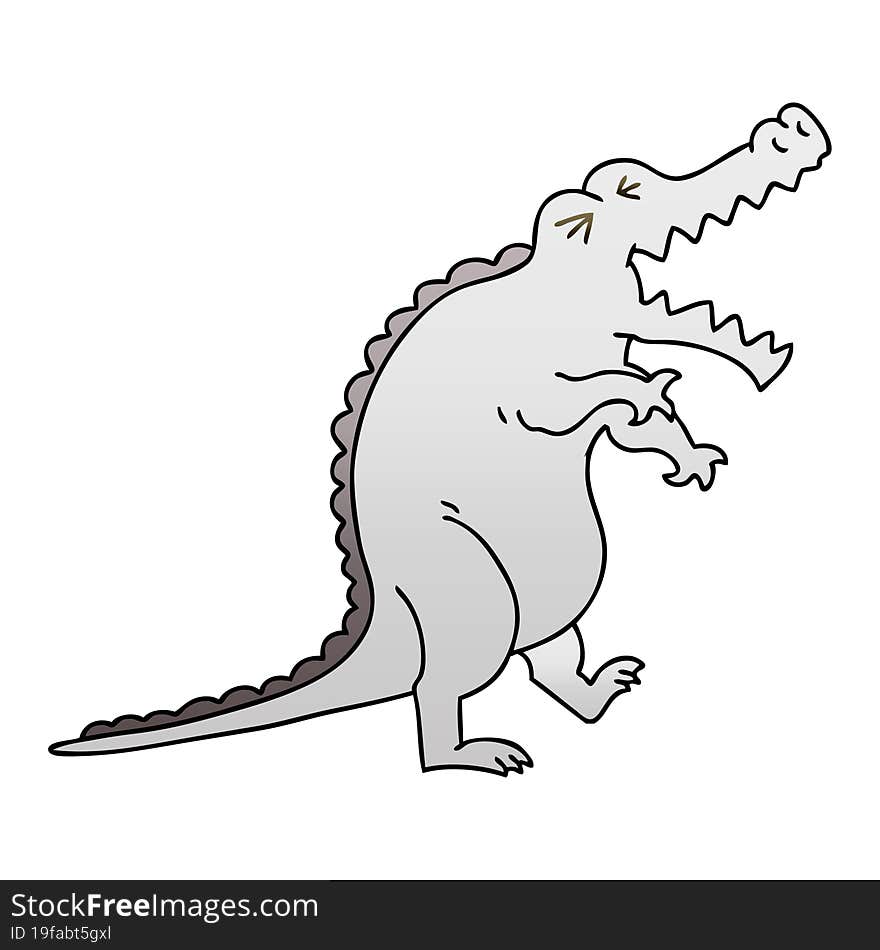 quirky gradient shaded cartoon crocodile