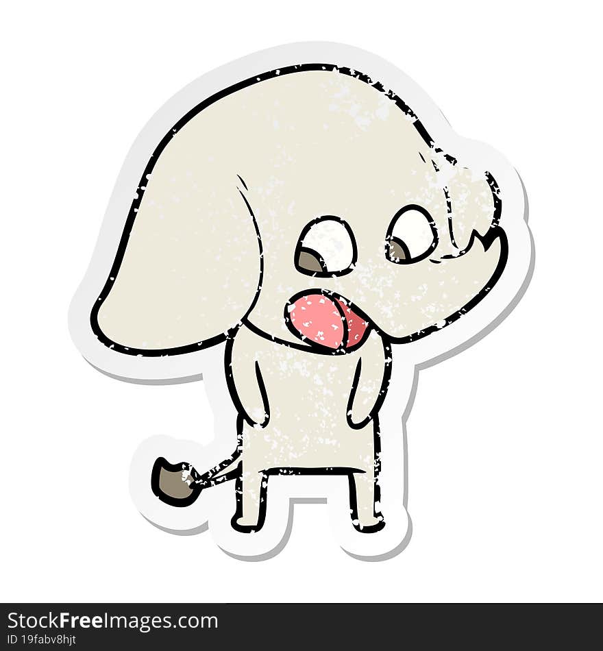 distressed sticker of a cute cartoon elephant