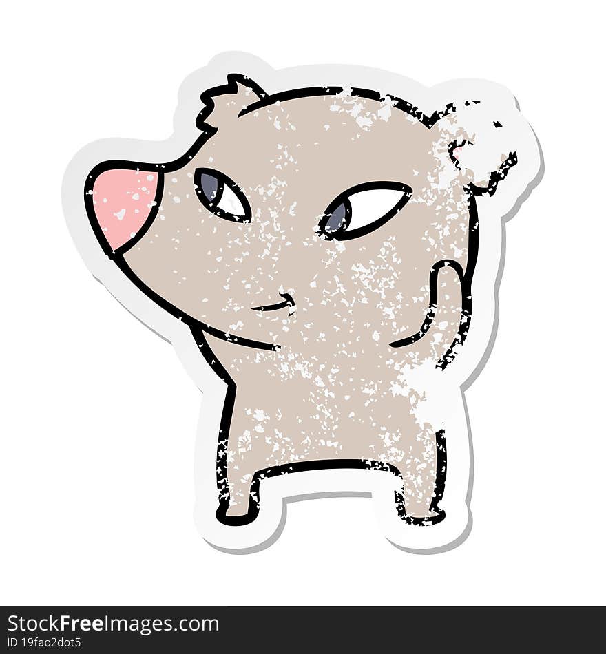 distressed sticker of a cute cartoon bear