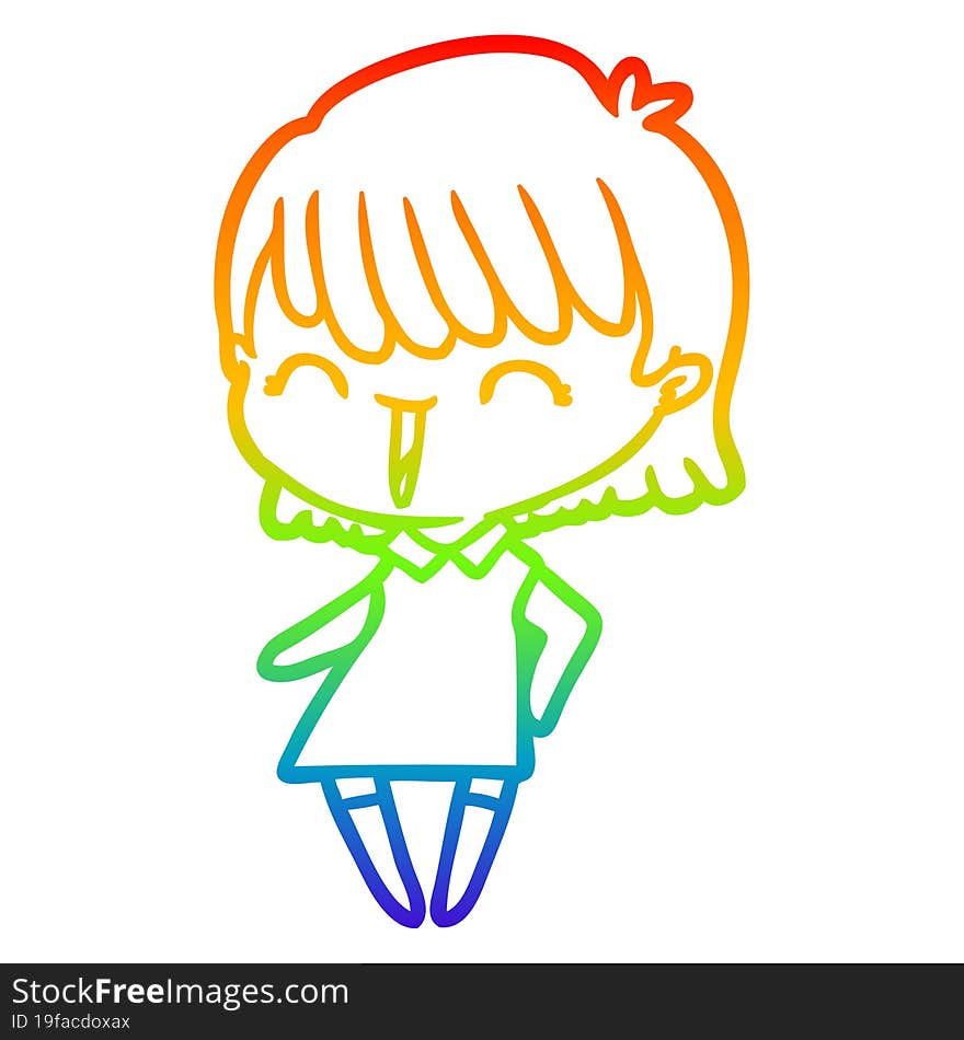 rainbow gradient line drawing of a cartoon woman