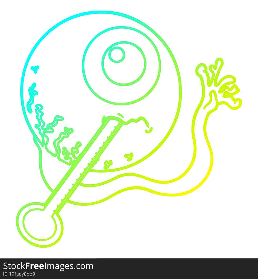 cold gradient line drawing cartoon ill eyeball