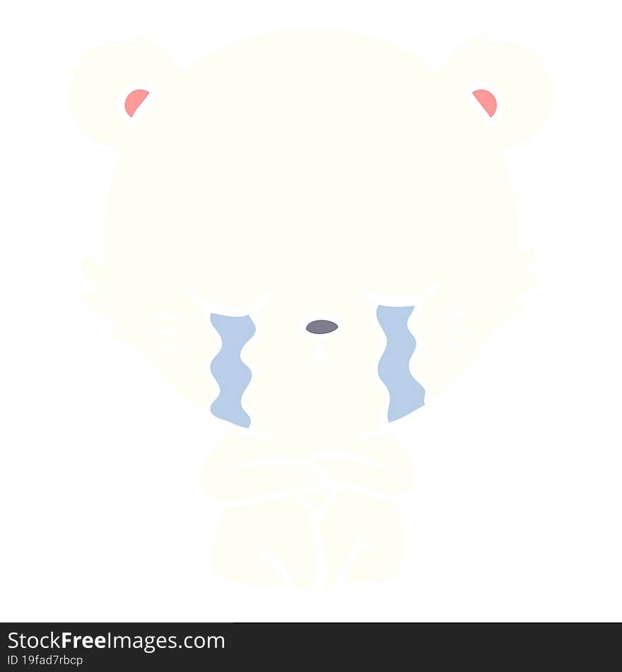 crying flat color style cartoon polarbear