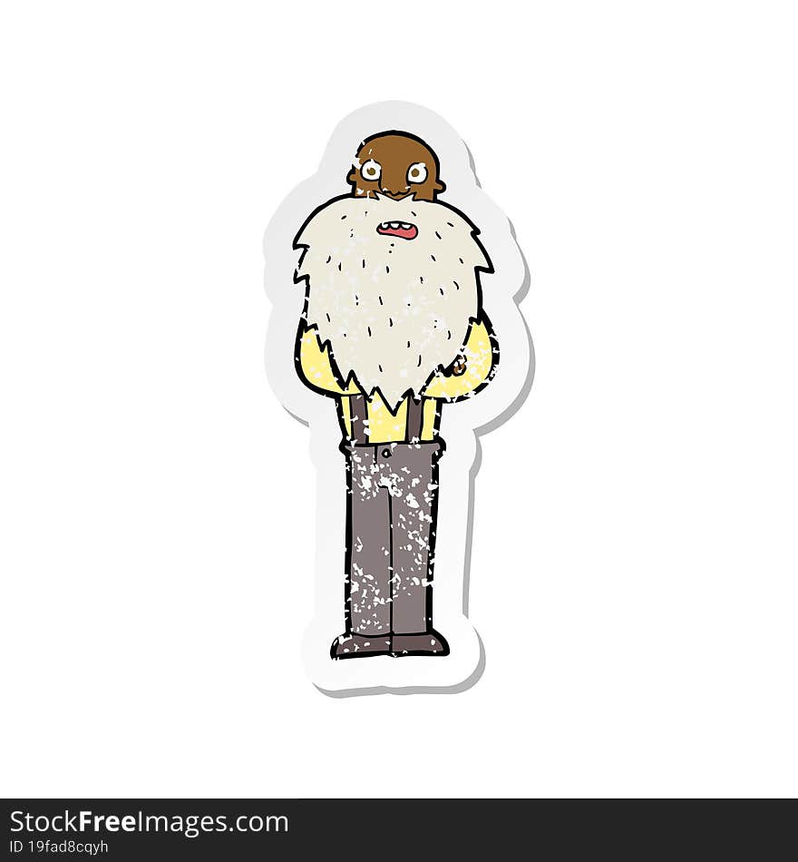 retro distressed sticker of a cartoon bearded old man