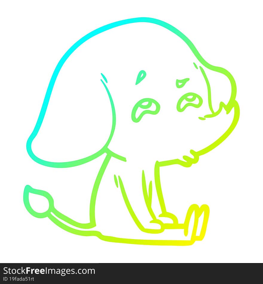 cold gradient line drawing cartoon elephant remembering