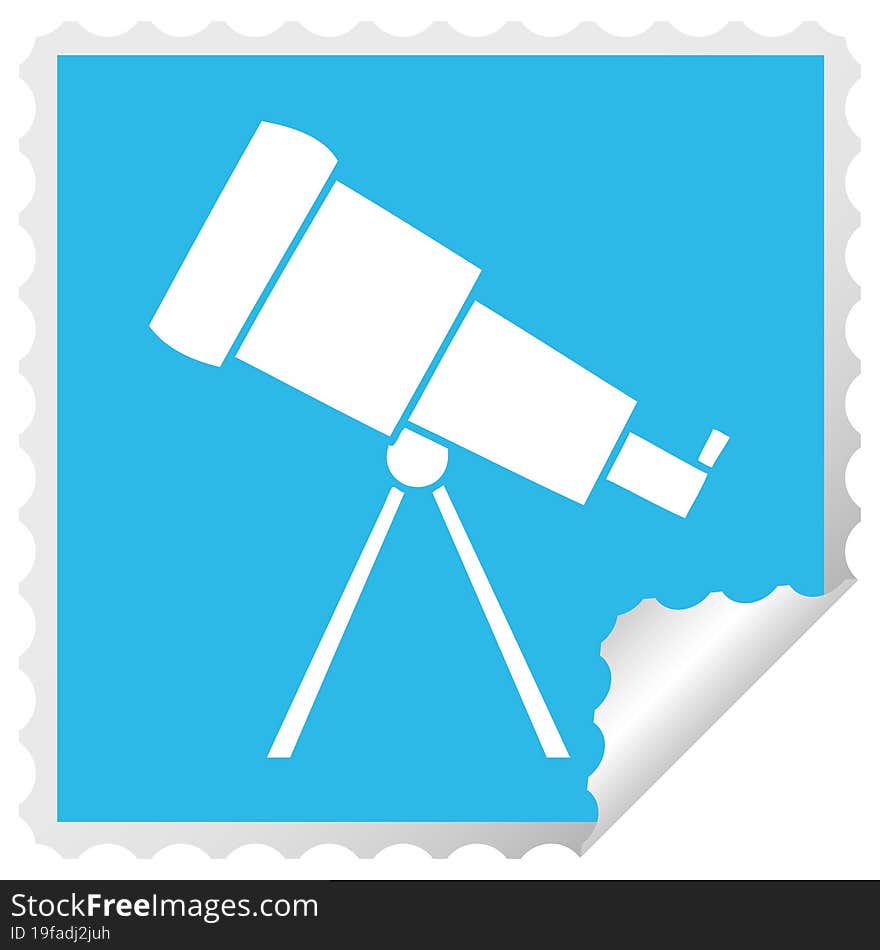 square peeling sticker cartoon of a telescope