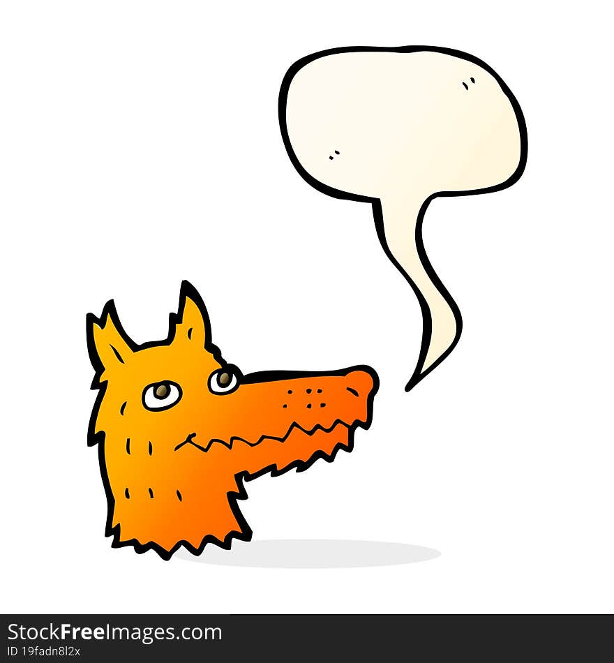 cartoon fox head with speech bubble