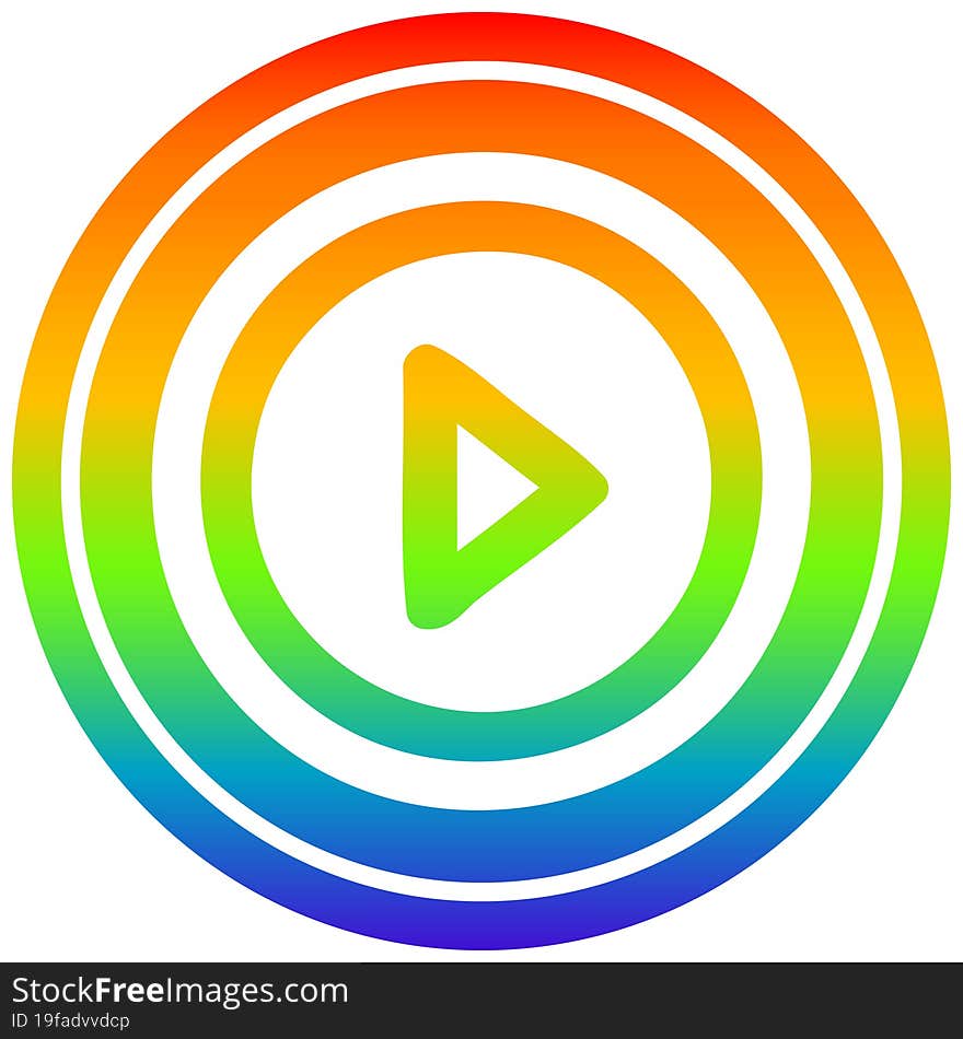 play button circular in rainbow spectrum