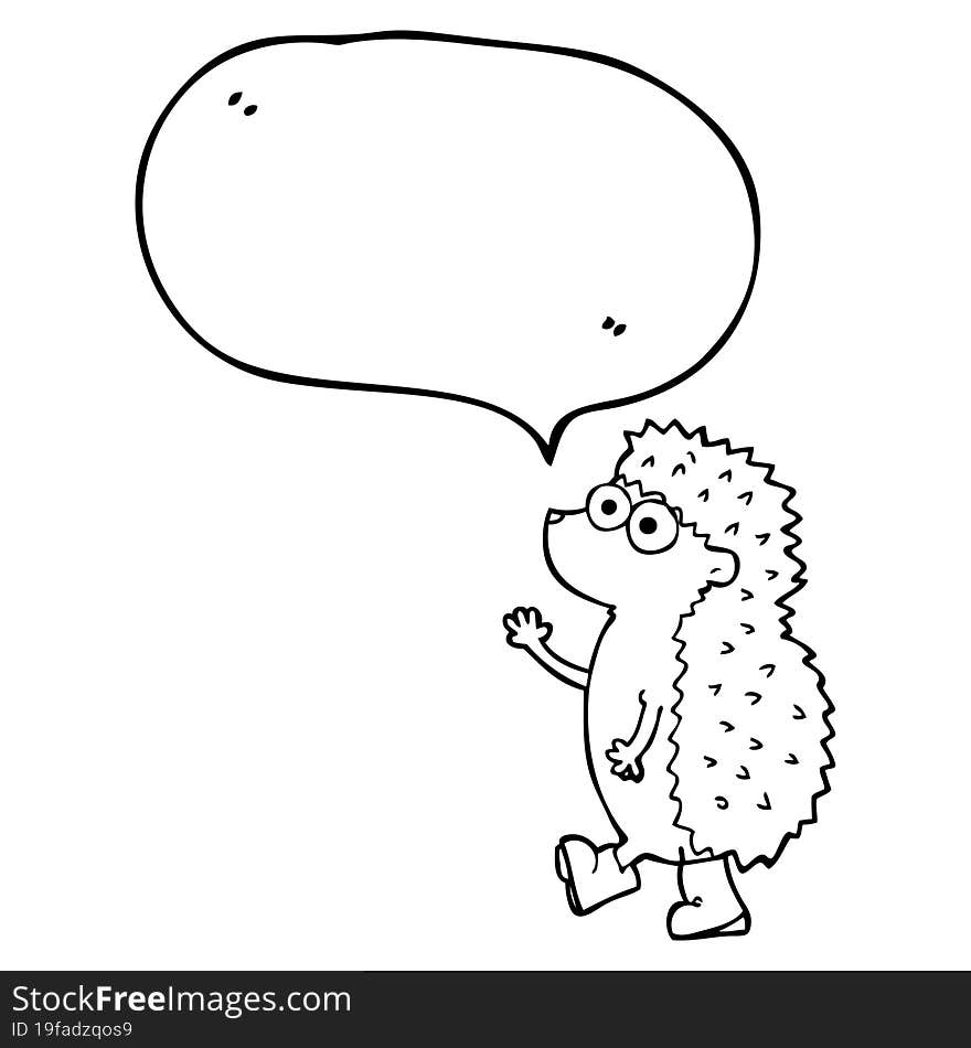 cute speech bubble cartoon hedgehog