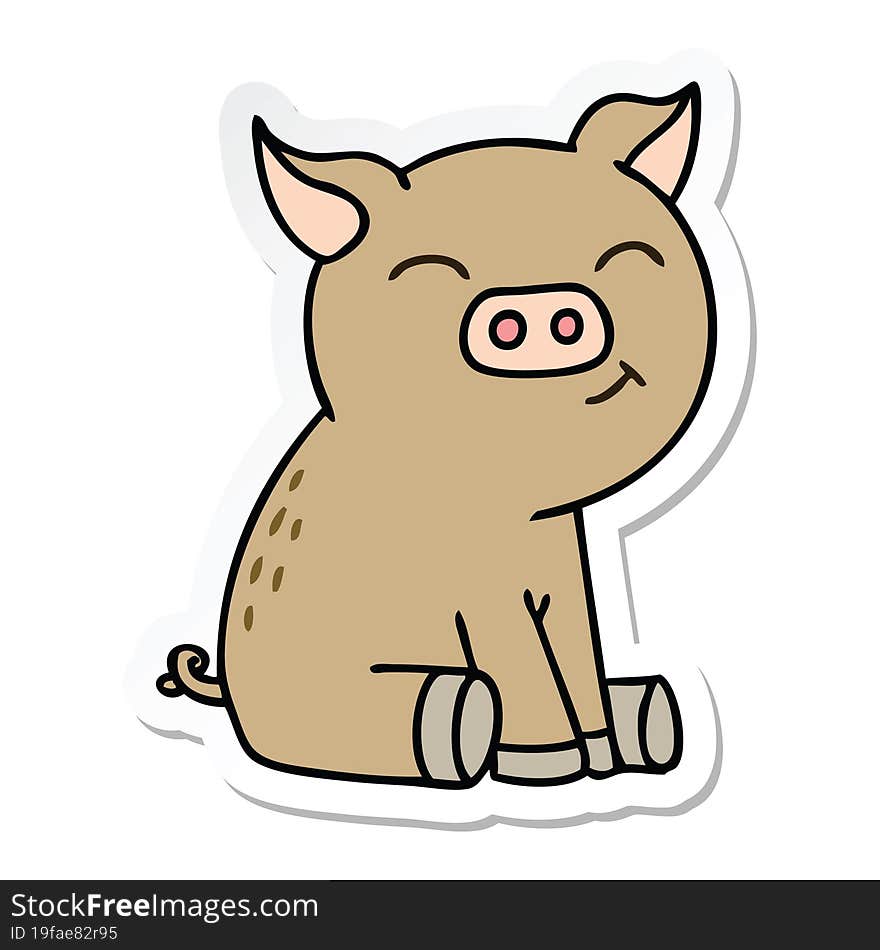 sticker of a quirky hand drawn cartoon pig