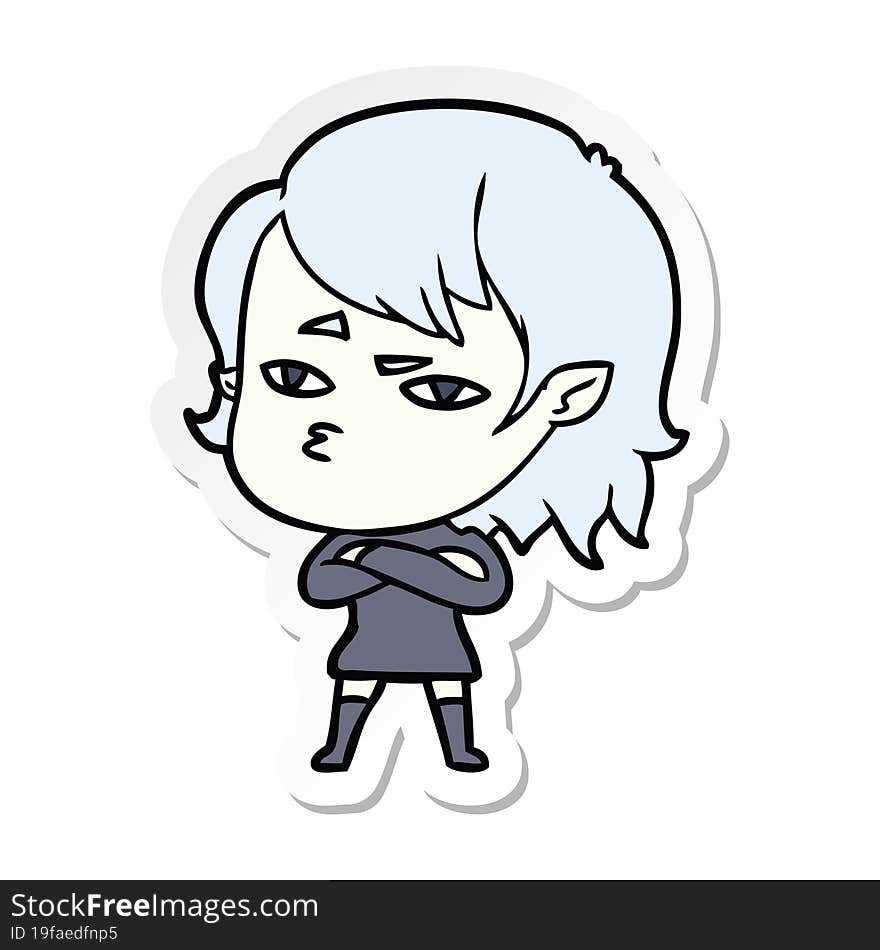 sticker of a cartoon vampire girl