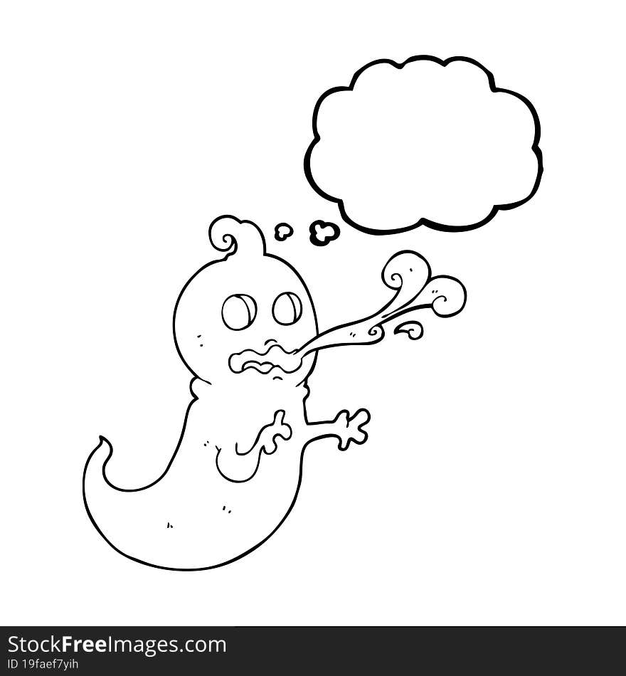 freehand drawn thought bubble cartoon slimy ghost