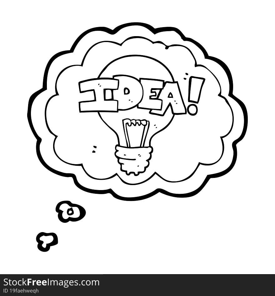 freehand drawn thought bubble cartoon idea light bulb symbol