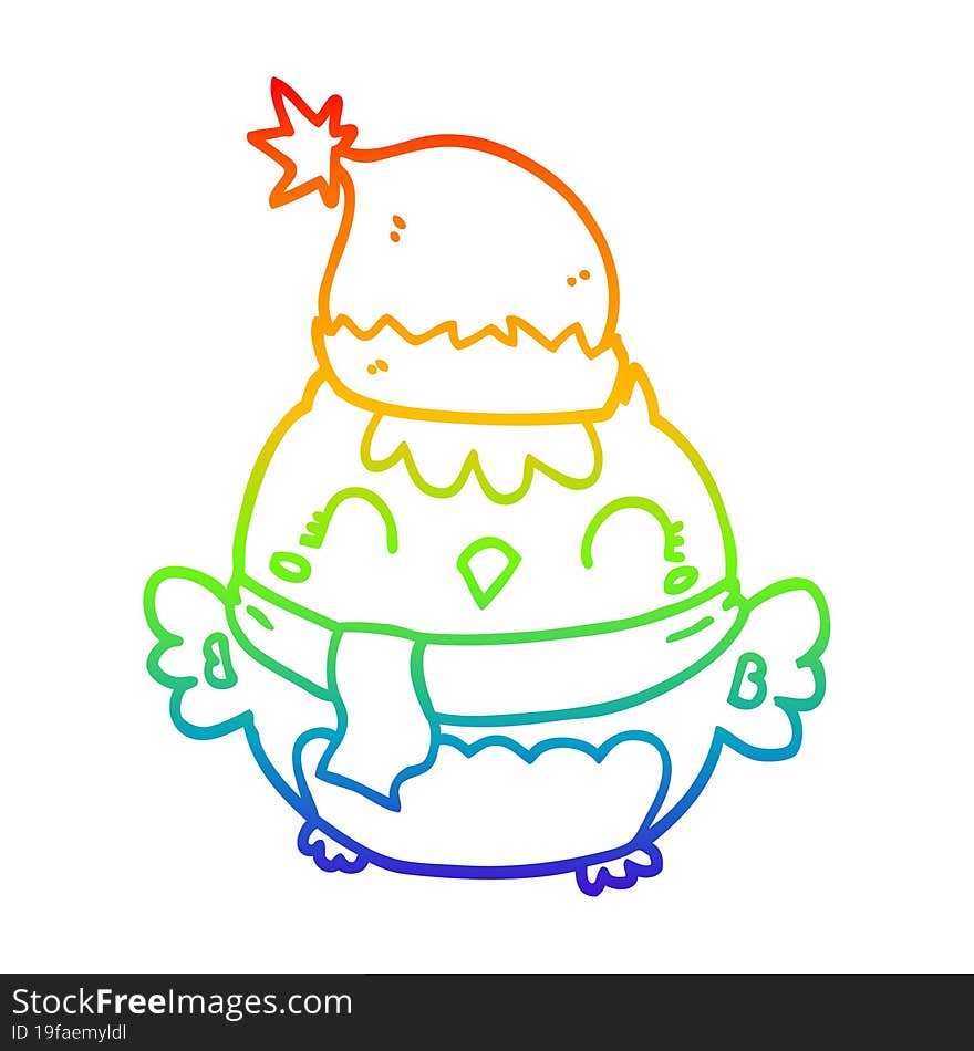 rainbow gradient line drawing cute christmas owl