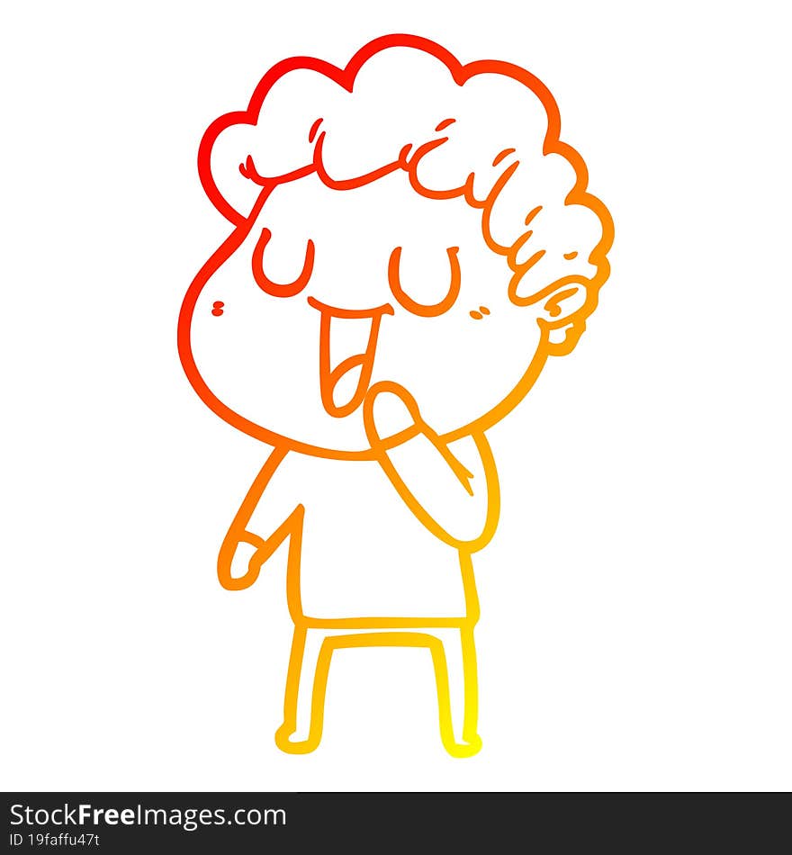 warm gradient line drawing of a laughing cartoon man