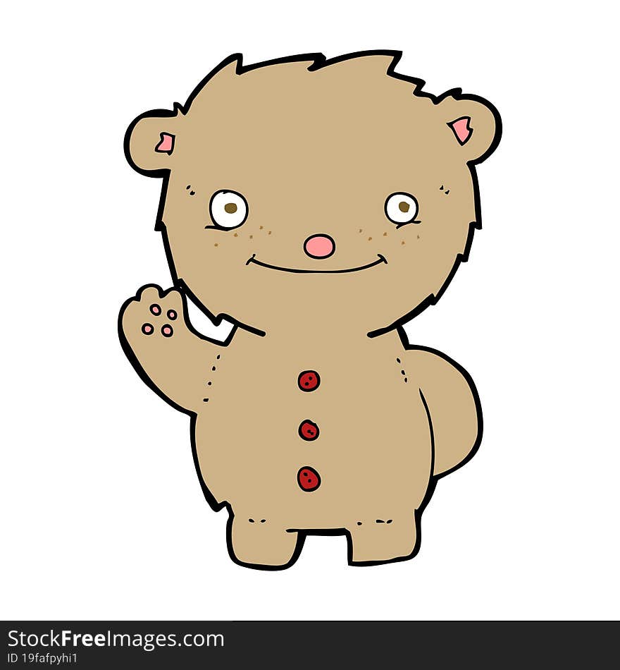 cartoon waving teddy bear