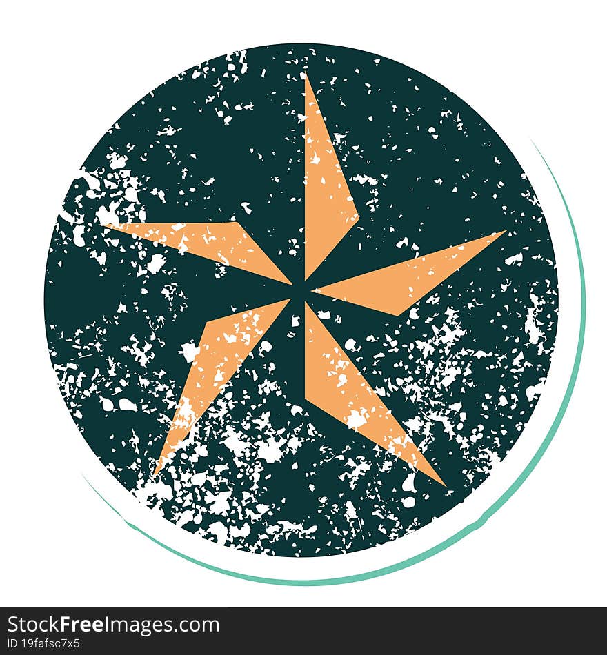 distressed sticker tattoo style icon of a star