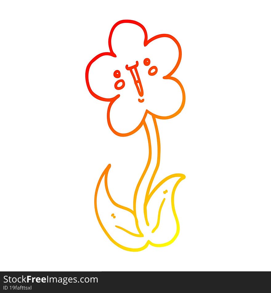 Warm Gradient Line Drawing Cartoon Flower