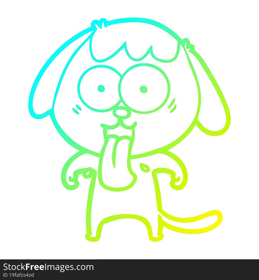 Cold Gradient Line Drawing Cute Cartoon Dog