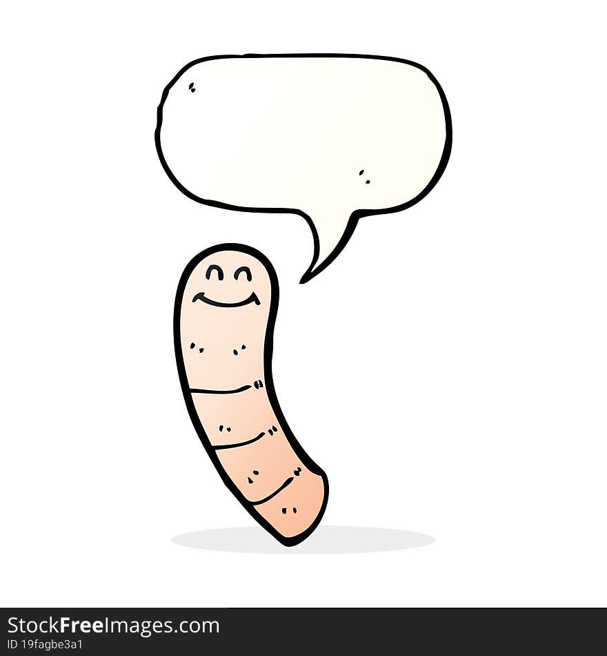 cartoon worm with speech bubble