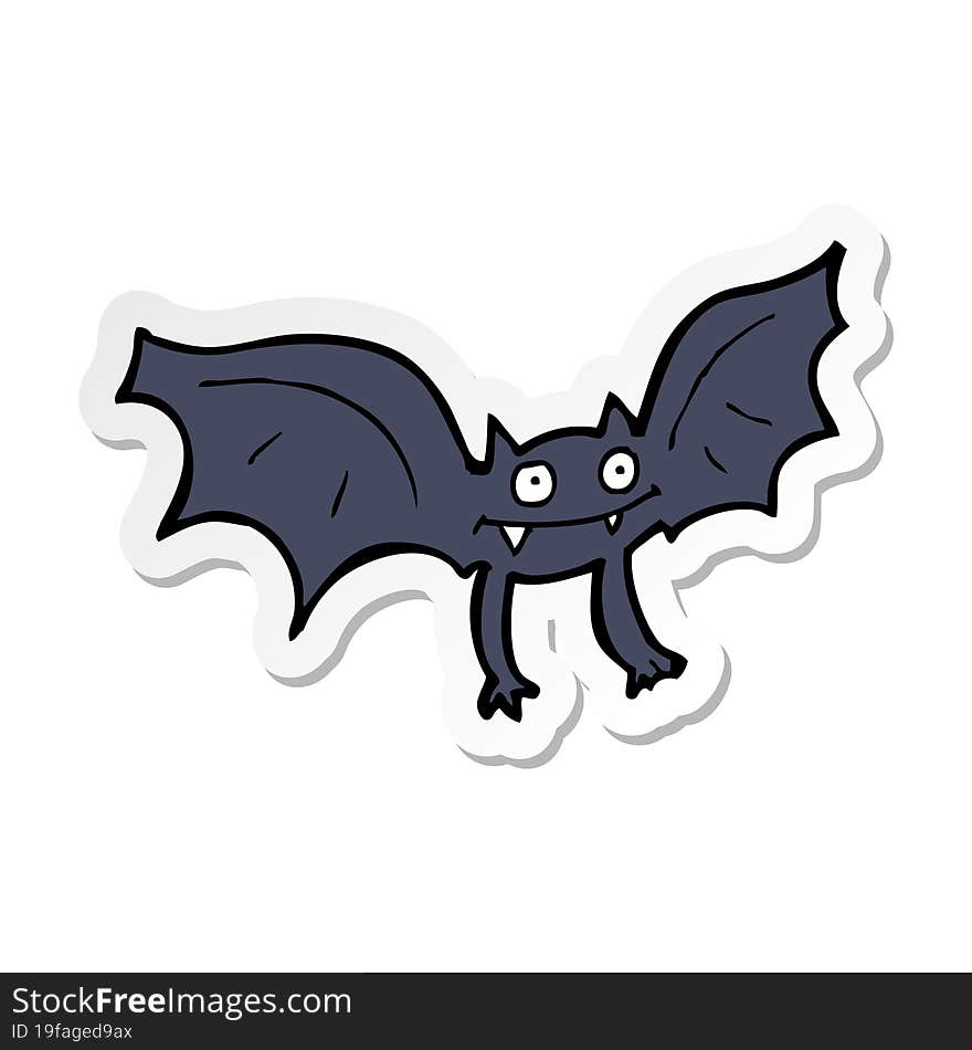 sticker of a cartoon vampire bat