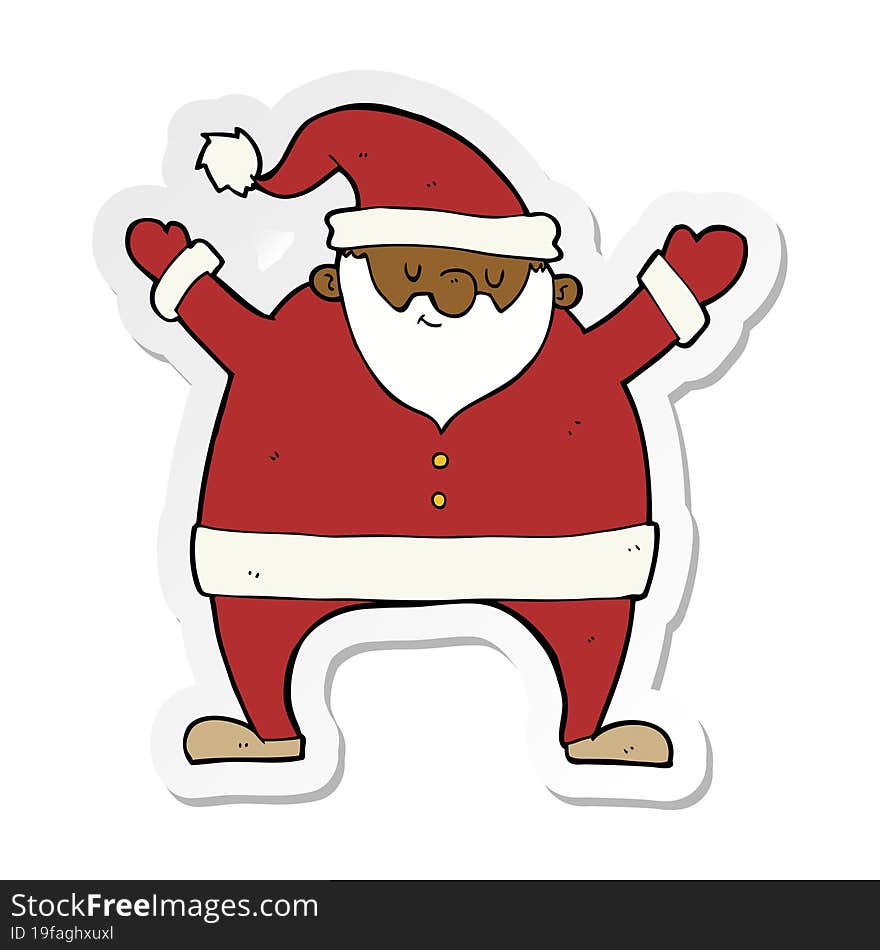 sticker of a cartoon santa claus