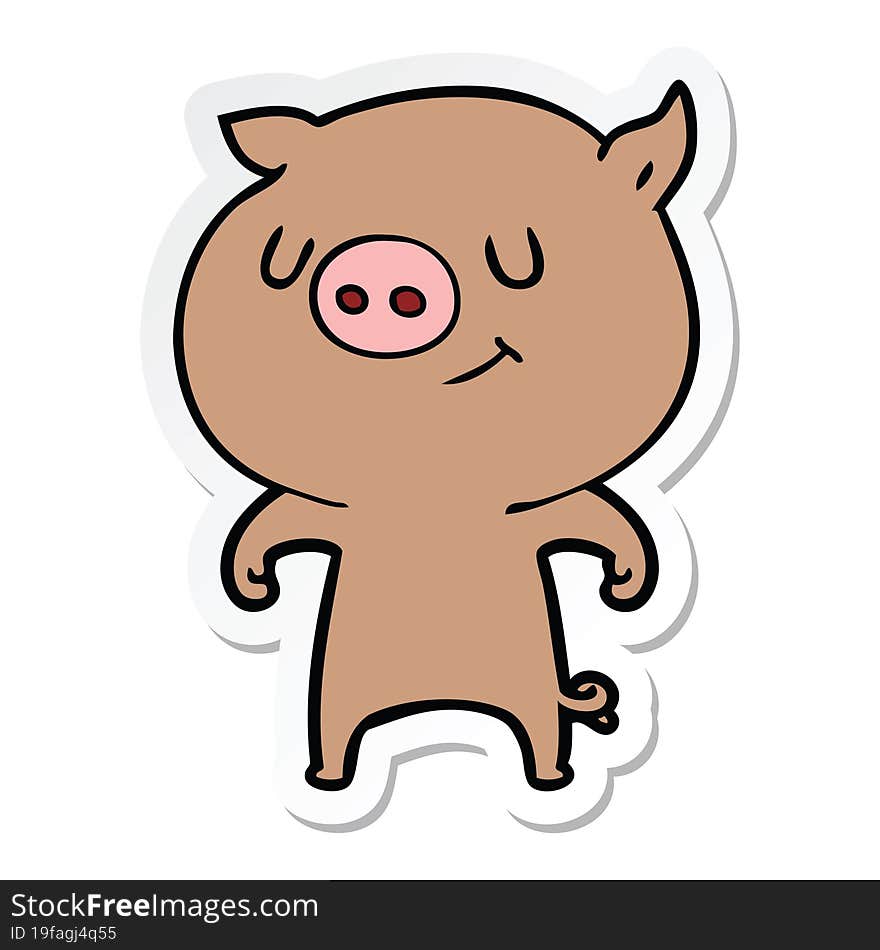 sticker of a happy cartoon pig