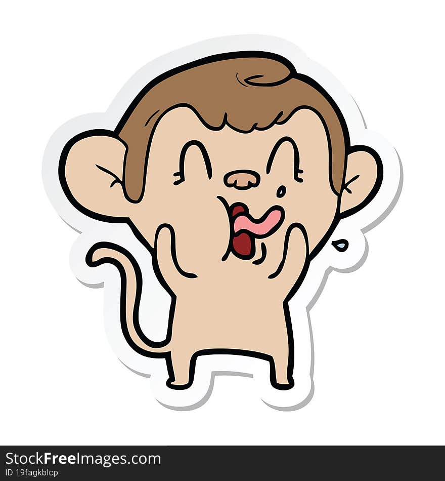 sticker of a crazy cartoon monkey