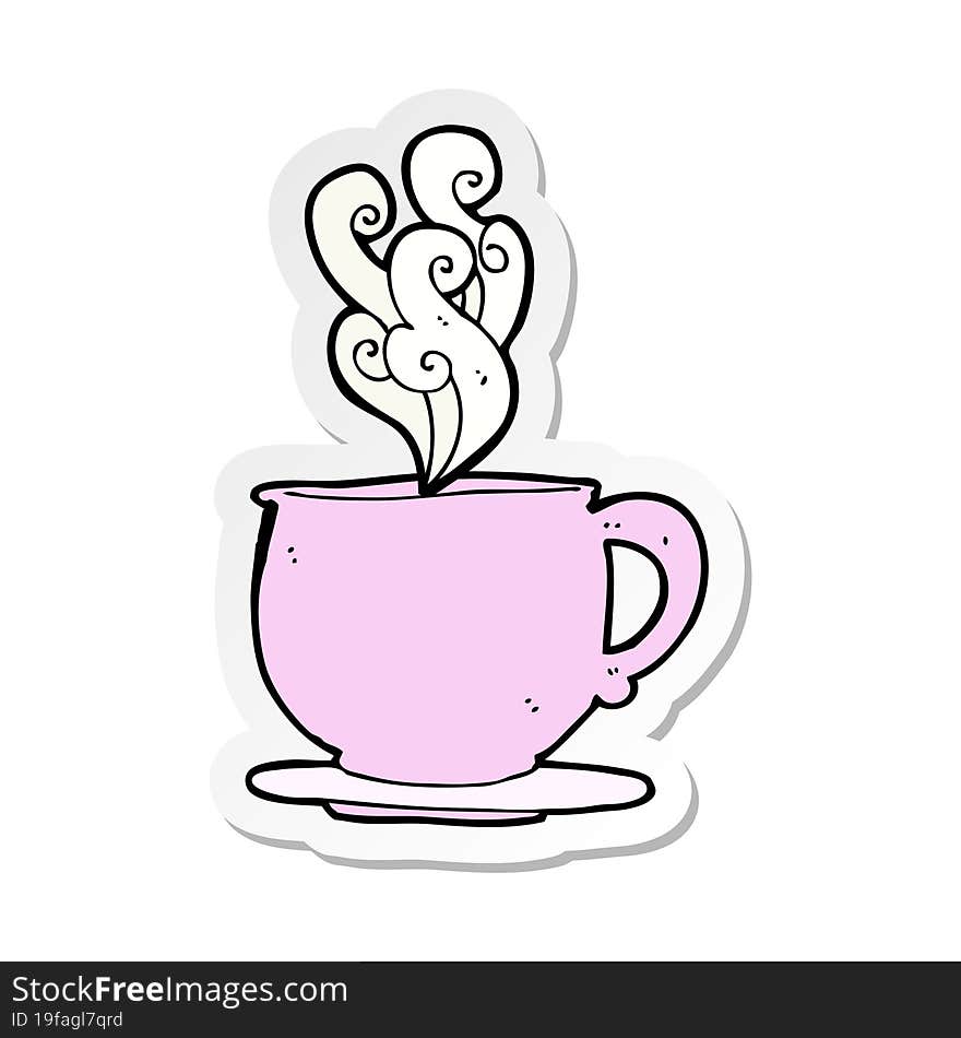 sticker of a cartoon teacup with sugar cubes