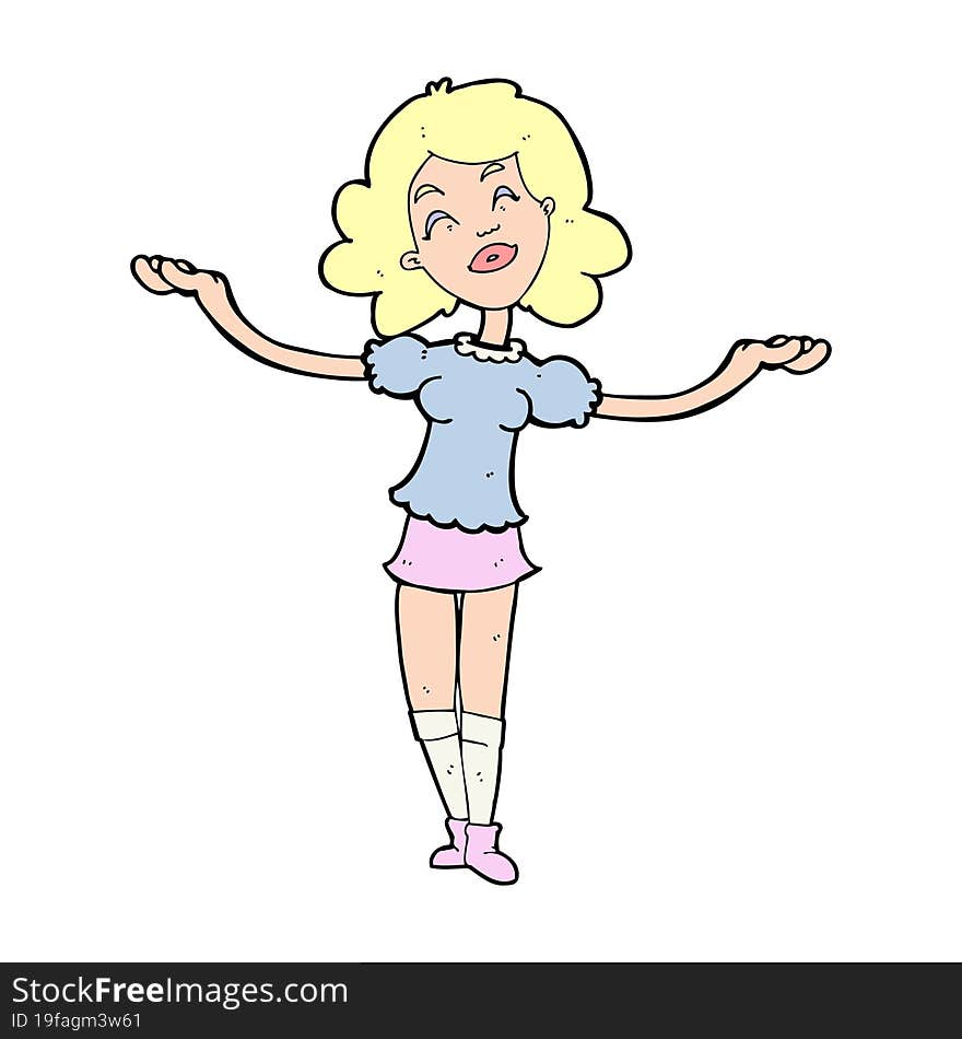 cartoon woman taking praise