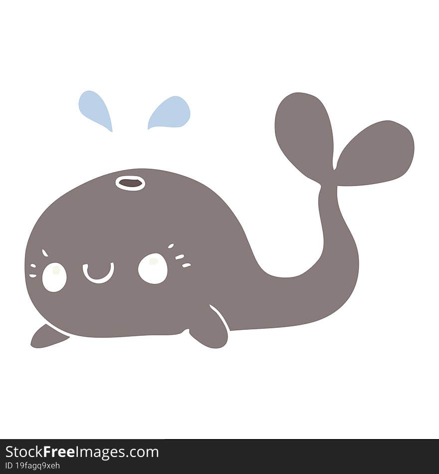 cute flat color style cartoon whale