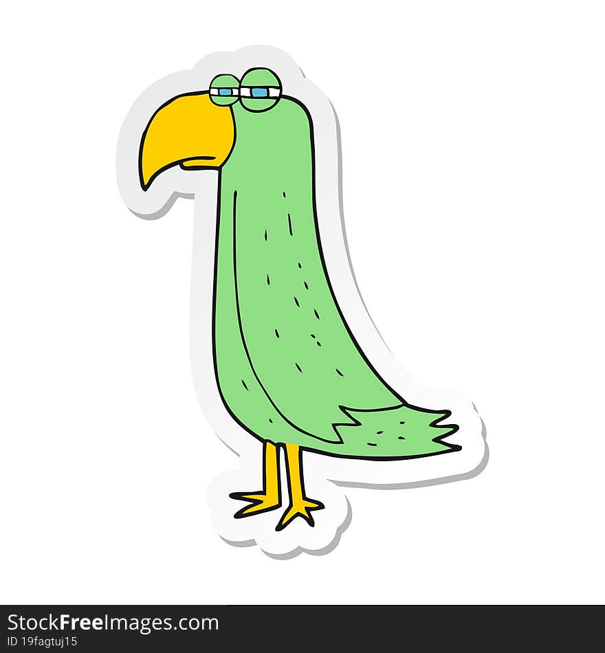 sticker of a cartoon parrot