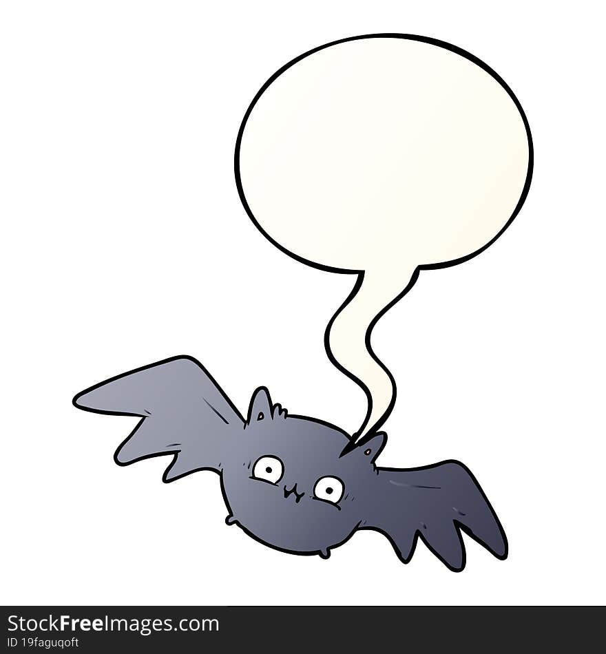 cartoon vampire halloween bat and speech bubble in smooth gradient style