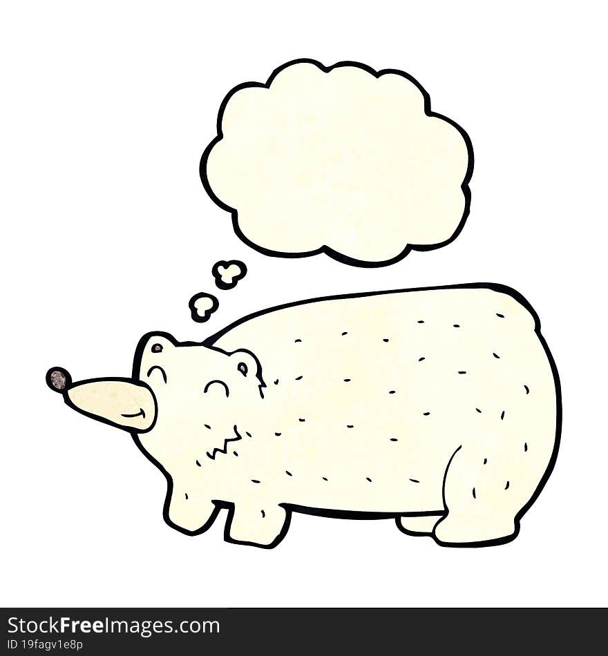 funny cartoon polar bear with thought bubble