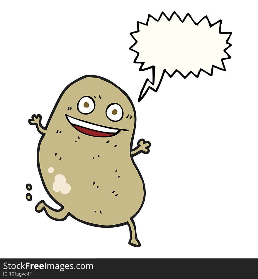 freehand drawn speech bubble cartoon potato running