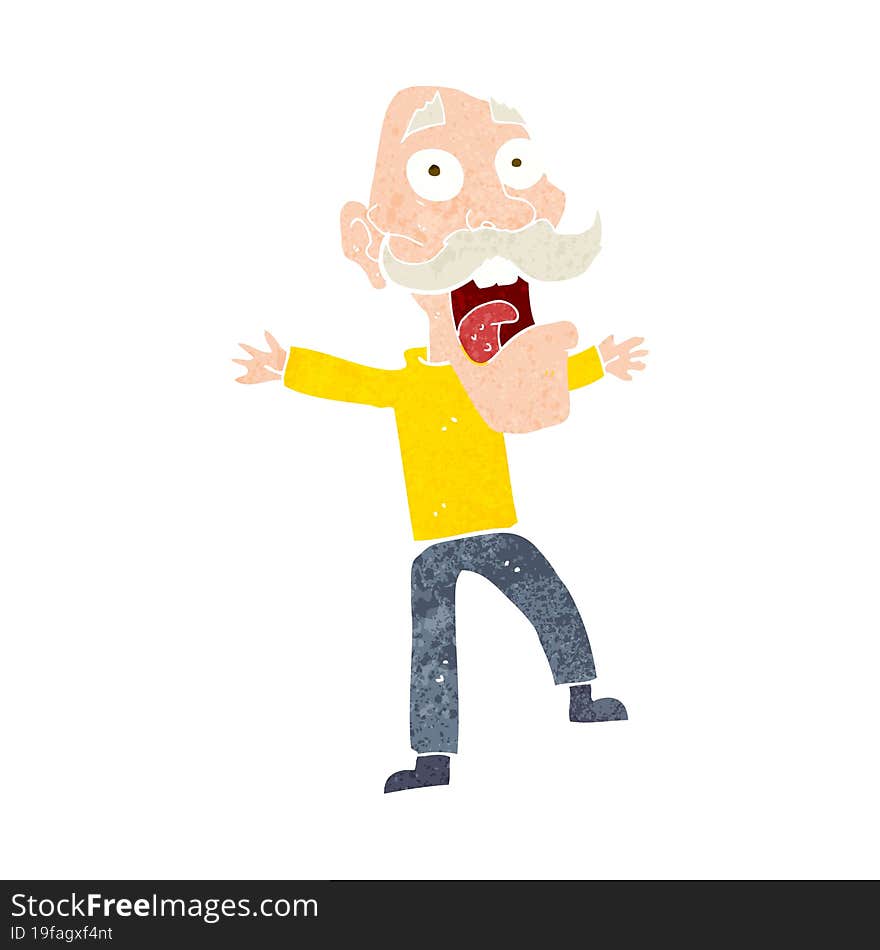 Cartoon Shocked Old Man